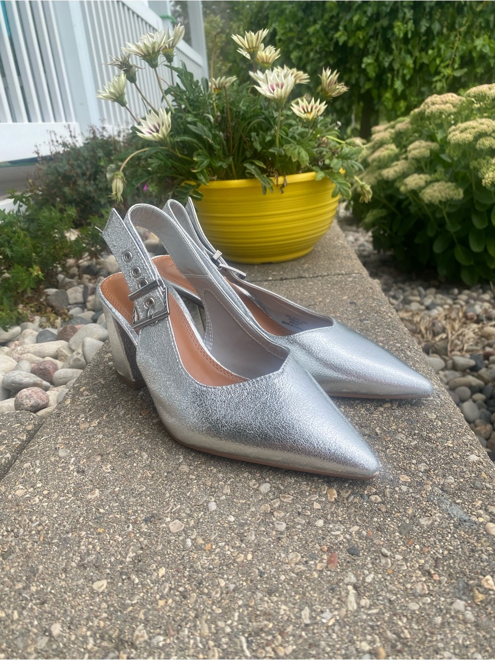 ASOS Metallic Silver Pointed Slingback Heels